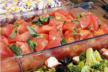 Colorful salads inspired by a delicatessen.